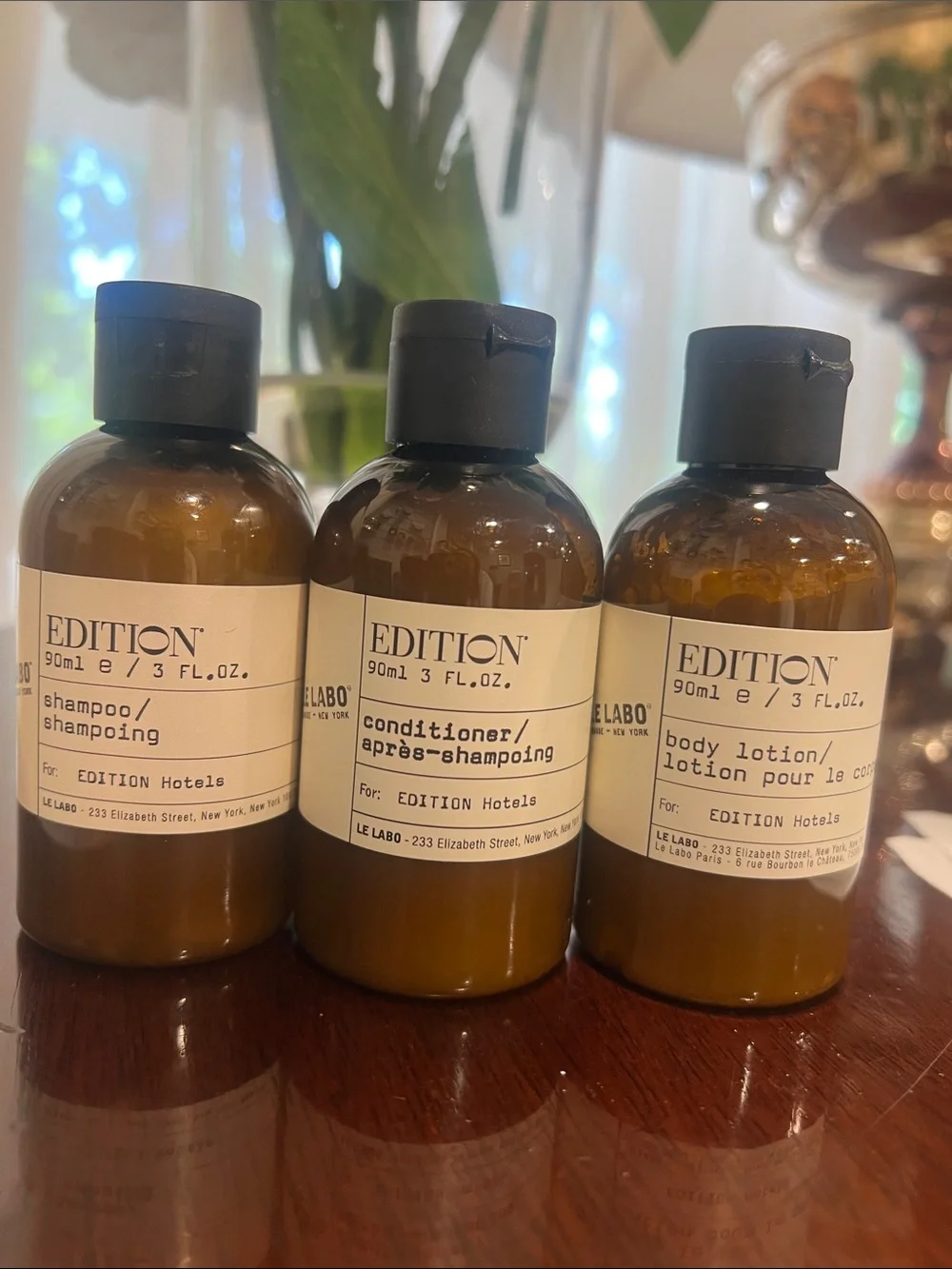 Le Labo Edition hotels. Trio in Amber Brown Bottles